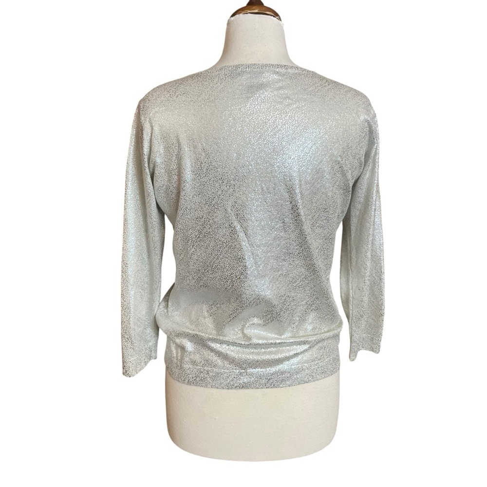 Etcetera Silver Crackle Lightweight Cardigan Swea… - image 4